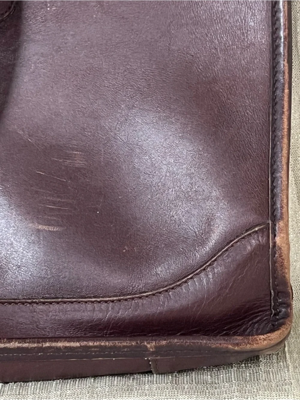 Vintage Dark Brown Leather Briefcase with Top Handles